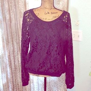 Ralph Lauren Black Lace Sweatshirt/Top
